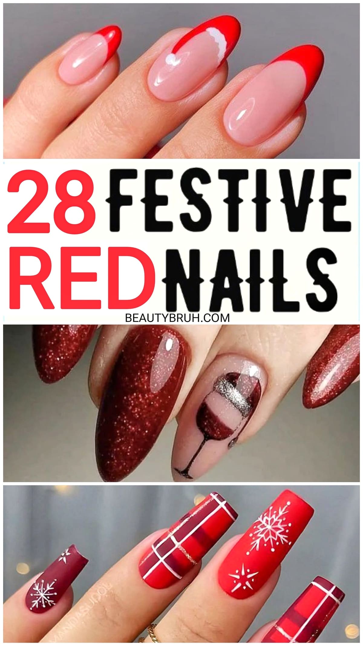 Red Christmas Nail Art 2024