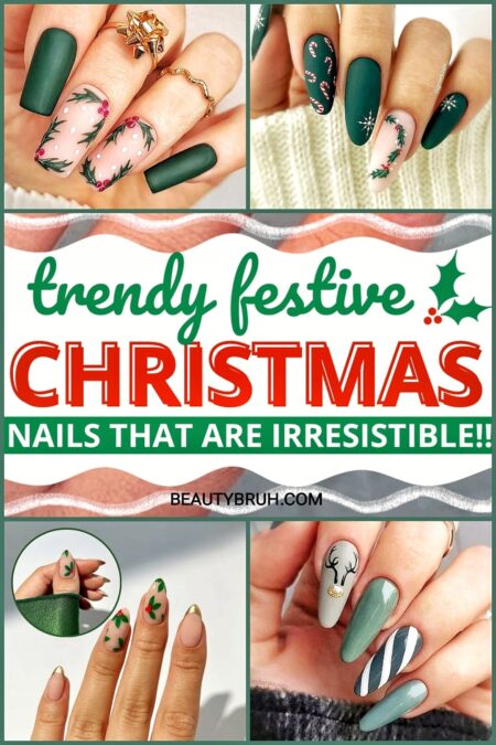 Green Christmas Nails Inspo