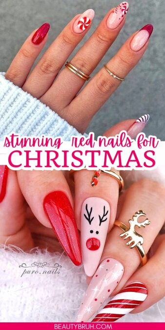 Wholesale Christmas Nails, Red Glitter Nails Christmas Moose - HUIZI