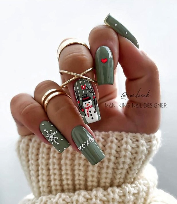 snowman winter nails
