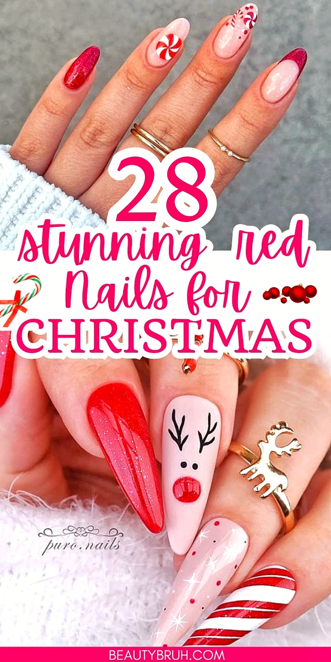 28 Cute Red Xmas Nails 2024