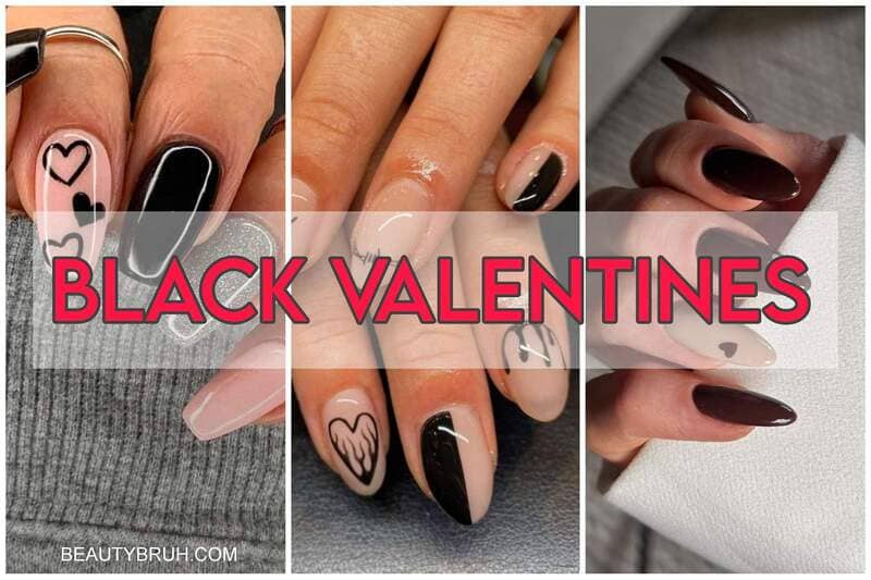 Black Valentines Day Nails