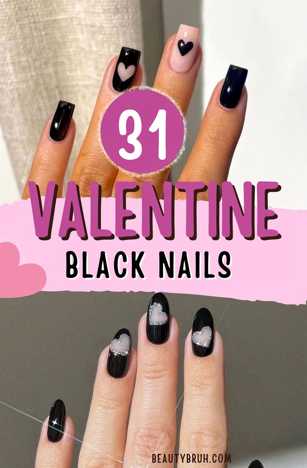 Black Valentines Day Nails(1)