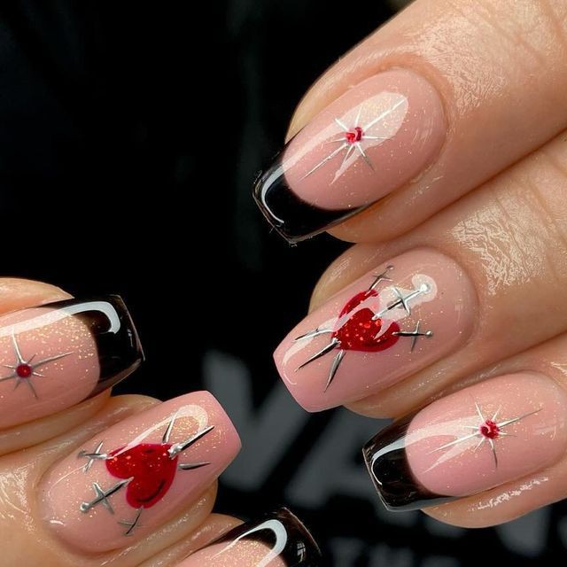 Broken Heart Anti Valentine Nails (3)