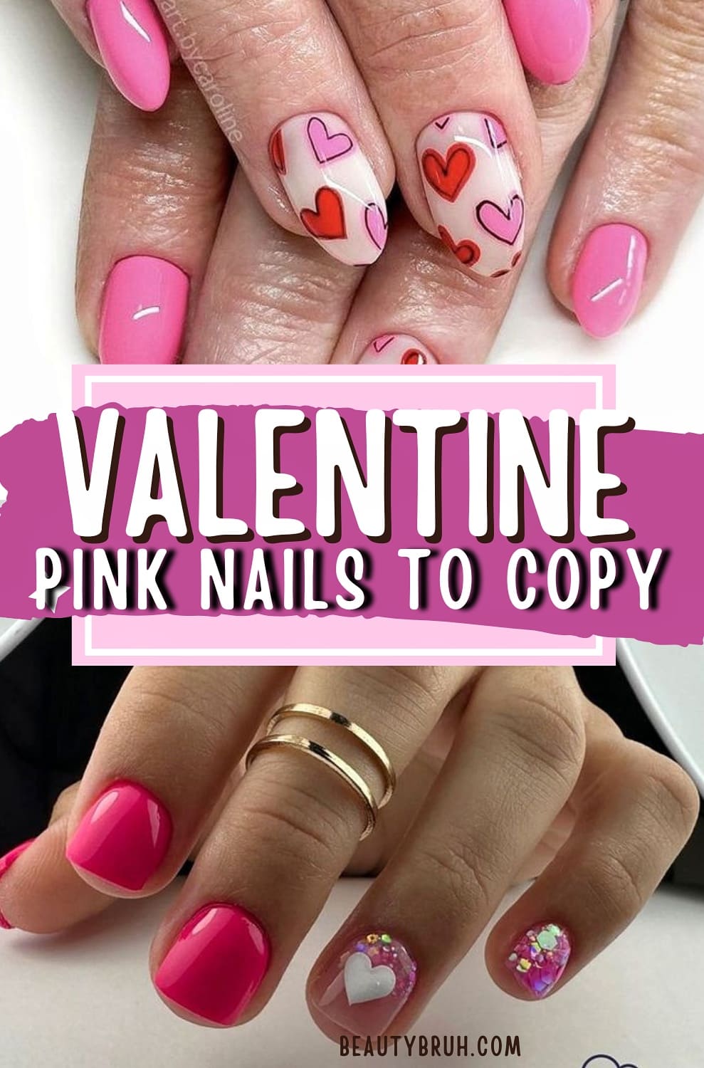 Pink Valentines Nails